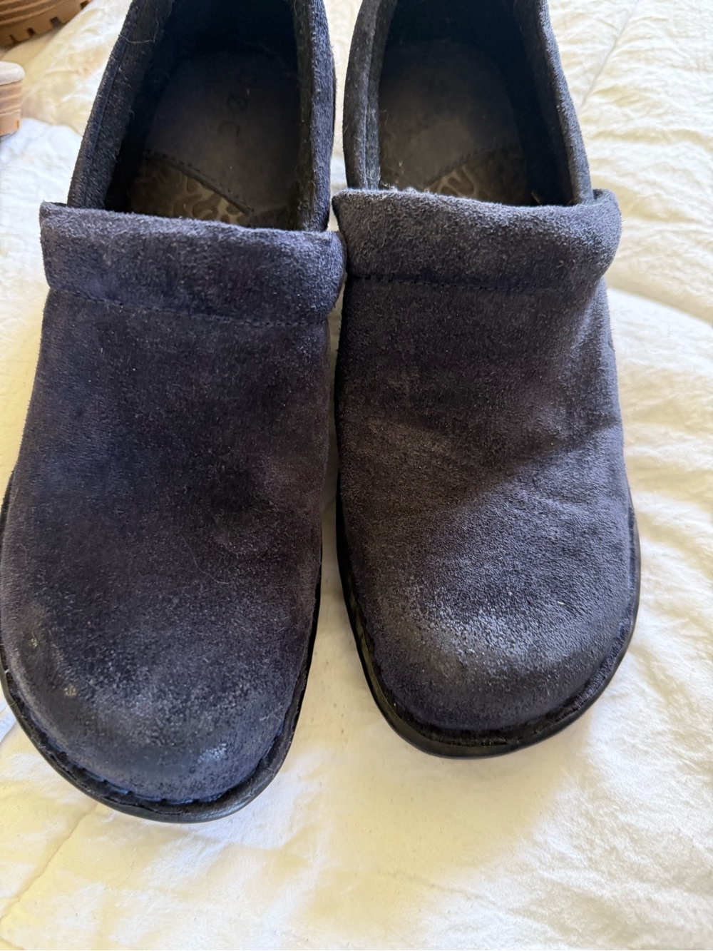 boc Women's Slip-On Suede Clogs in Dark Navy
